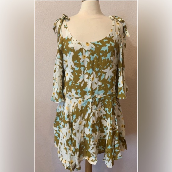 Free People FP One Lucina Floral Strappy Boho Mini Swing Dress sz S - Picture 3 of 6